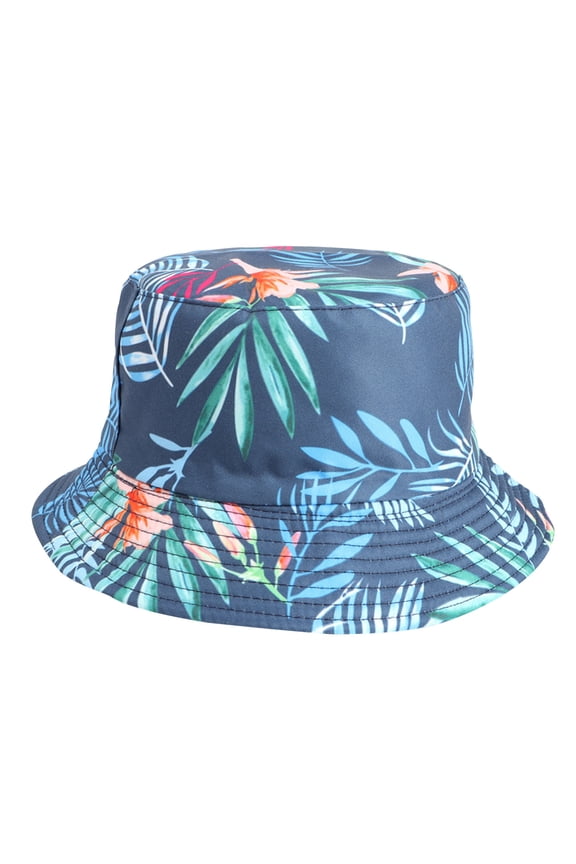 Hawaii Beach Hats for Men Women Reversible Bucket Hat for Sun Protection Sun Hat Leaves Printing Fisherman Hats Wear Outdoor Sunscreen On Both Sides White