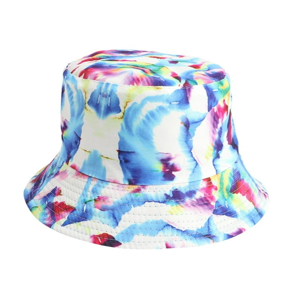 Odeerbi Hawaii Beach Hats for Men Women Reversible Bucket Hat for Sun Protection Sun Hat Color Painted Tie Dyed Fisherman Hats Outdoor Sunscreen Multicolor