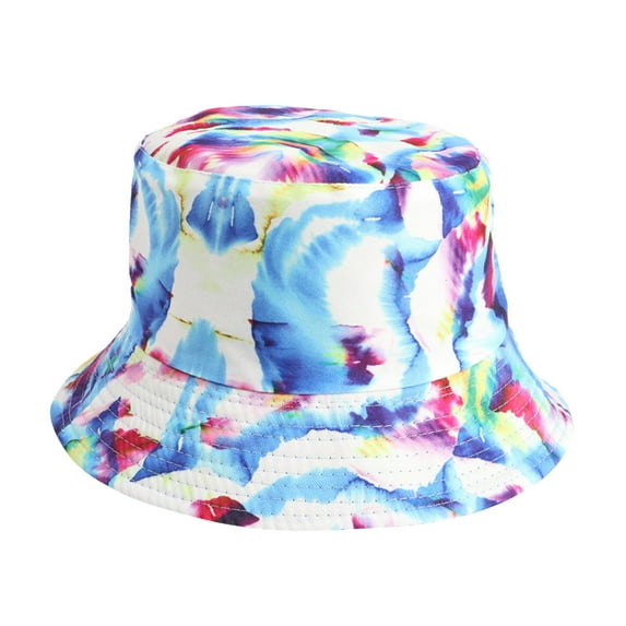 Odeerbi Hawaii Beach Hats for Men Women Reversible Bucket Hat for Sun Protection Sun Hat Color Painted Tie Dyed Fisherman Hats Outdoor Sunscreen Multicolor