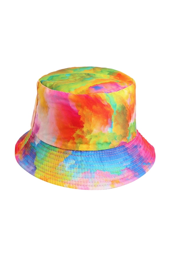 Hawaii Beach Hats for Men Women Reversible Bucket Hat for Sun Protection Sun Hat Color Painted Tie Dyed Fisherman Hats Outdoor Sunscreen Multicolor