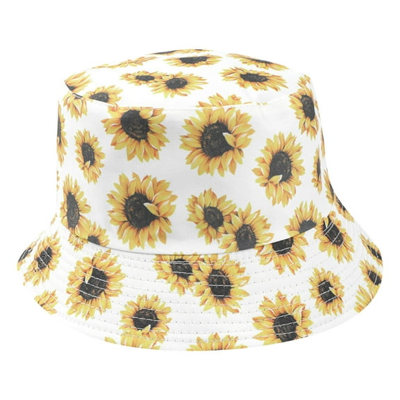 Odeerbi Hawaii Beach Hats for Men Women Bucket Hats for Sun Protection Summer 2025 Fashion Sunflower Print Outdoor Sun Hat Fisherman Hat Yellow