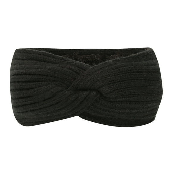Odeerbi Headbands for Women 2025 Trendy Keep Warm Winter Foldable Solid Knit Thick Headwraps Black