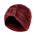 thumbnail image 1 of Odeerbi Headwrap for Women 2024 Solid India Muslim Ruffle Chemo Hat Headband Turbans Beanie Cap Burgundy, 1 of 2