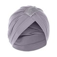 thumbnail image 1 of Odeerbi Headwrap for Women 2025 Solid Rhinestone India Muslim Ruffle Chemo Hat Headband Turbans Beanie Cap Gray, 1 of 2
