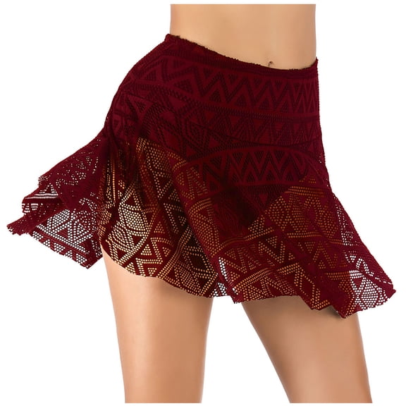 Odeerbi High Waisted Swimsuits for Women 2025 Swim Board Shorts Pant Lace Bikini Bottom Running Yoga Shorts Burgundy