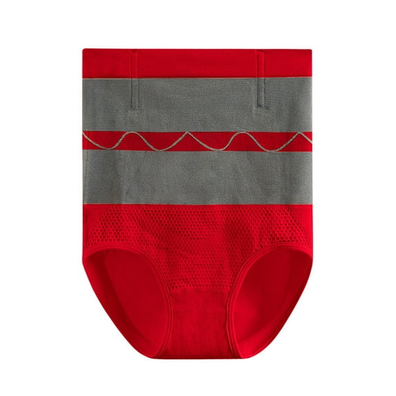Odeerbi High Waisted Underwear for Women 2025 Tummy Control Comfortable Solid Color Large Size Warm Belly Hip Lift Panties Underwear Red