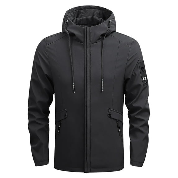 Odeerbi Hooded 2024 Casual Outwear Jackets for Men Jackets Autumn And Winter Leisure Plus Size On Clothes Jackets Black