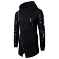 thumbnail image 1 of Odeerbi Hooded 2025 Casual Outwear Jackets for Men Sweater Trendy 2025 Casual Sleeves And Leather Irregular Hooded Jacket Black, 1 of 5
