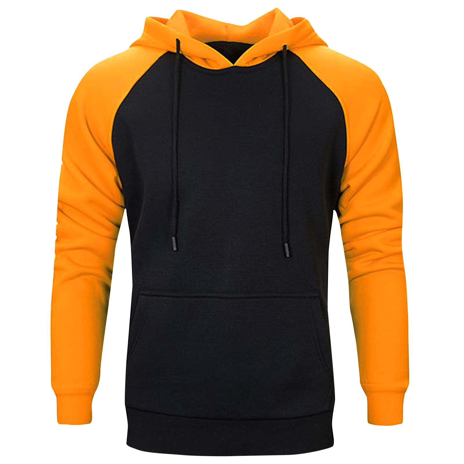 Odeerbi Hooded Sweatshirts for Men Hoodies Color Block Patchwork Blend Fleece Pullover Kanga ...
