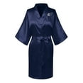 thumbnail image 1 of Odeerbi Ice Silk Nightgowns for Women Satin Bathrobe Fashion Summer Kimono Robe Front Back Printed Solid Color Sexy Home Clothing Navy, 1 of 4