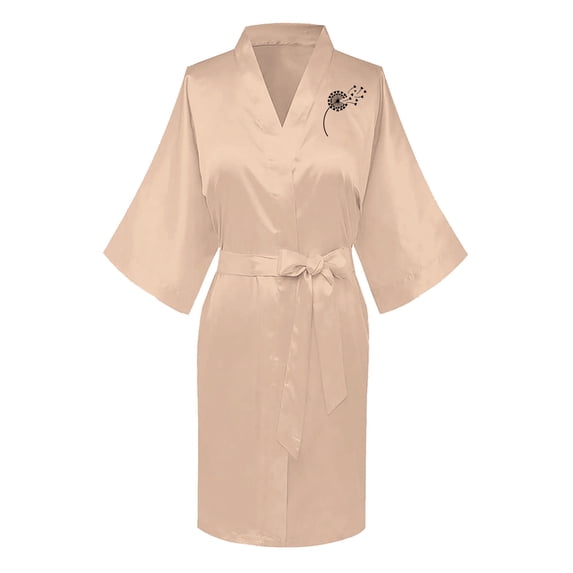 Odeerbi Ice Silk Nightgowns for Women Satin Bathrobe Fashion Summer Kimono Robe Front Back Printed Solid Color Sexy Home Clothing Yellow