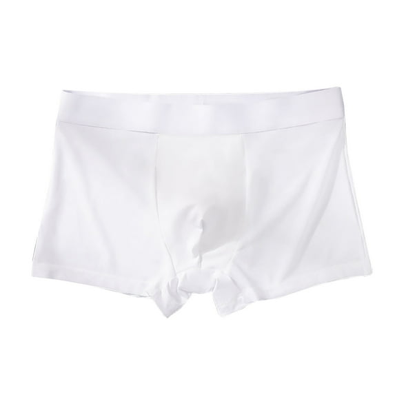 Odeerbi Ice Silk Underwear for Men Seamless Boxers Briefs Summer Breathable Comfortable Panties White