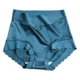 thumbnail image 1 of Odeerbi Ice Silk Underwear for Women Sexy Plus Size Lace Seamless Briefs High Waisted Solid Color Comfort Panties Skin Friendly Intimates Panty Blue, 1 of 4