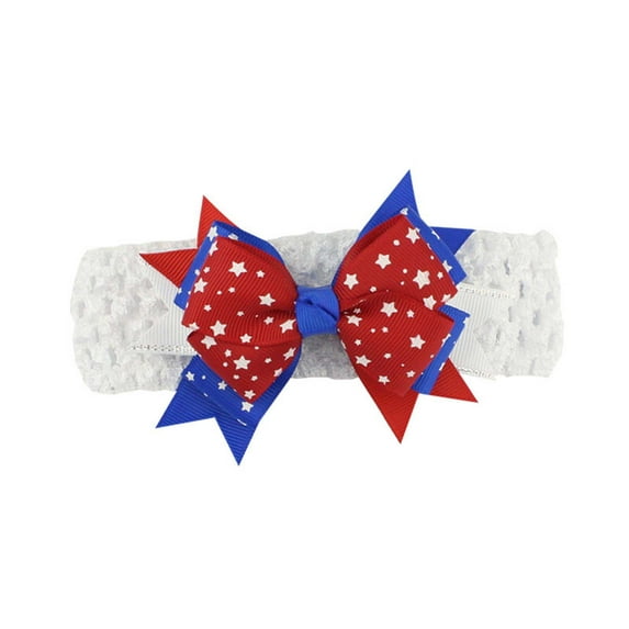 Odeerbi Independence Day Hair Clip for Girls Children's Hair Bow Bound Hair Net Baby Accessories White