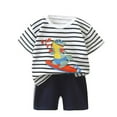 thumbnail image 1 of Odeerbi Infant Boys 2 Piece Outfits Cartoon Cotton T-shirt Shorts Set Summer Clothes Baby Cute Printed Round Neck Short Sleeve Shorts Set Black, 1 of 3