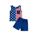 thumbnail image 1 of Odeerbi Infant Boys 2 Piece Outfits Independence Day Tank Tops Shorts Set Summer Clothes Independence Day Fashion Casual Round Neck Collar Sleeveless Blouse Printed Shorts Sets Blue, 1 of 9