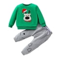 thumbnail image 1 of Odeerbi Infant Boys Fall Winter Outfits Christmas Sweatsuits Cute Tracksuit Children's Spring Casual Sweatshirt Sweatpants Two-piece Suit Infant Clothes Green, 1 of 4
