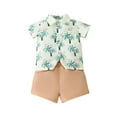 thumbnail image 1 of Odeerbi Infant Boys Girls 2 Piece Hawaiian Outfits Beach Tropical Print Shirts Short Sets Summer Clothes Child Casual Short Sleeve Tops Lapel Collar Botton Printed Shirt Sets Orange, 1 of 2