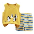 thumbnail image 1 of Odeerbi Infant Boys Girls 2 Piece Outfits Cartoon Cotton Tank Tops Shorts Set Summer Clothes Children's Casual Sleeveless Pullover Set Kahki, 1 of 3