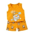 thumbnail image 1 of Odeerbi Infant Boys Girls 2 Piece Outfits Cartoon Cotton Tank Tops Shorts Set Summer Clothes Fashion Casual Short Sleeve Round Neck Collar Botton Printed Blouse Short Pants Sets Orange, 1 of 3