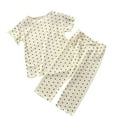 thumbnail image 1 of Odeerbi Infant Boys Girls 2 Piece Outfits Ice Silk Pajamas Set Summer Clothes Fashion Casual Short Sleeve Tops Round Neck Collar Botton Printed Shirts Shorts Sets Beige, 1 of 4