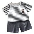 thumbnail image 1 of Odeerbi Infant Boys Girls 2 Piece Pajamas Set Cartoon Cotton Sleepwear Children's Summer Home Clothing Round Neck Short Sleeve Shorts Two-Piece Set Dark Gray, 1 of 3