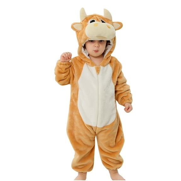 Odeerbi Infant Boys Girls Animal Dress Up Clothes Flannel Fleece Jumpsuits Winter Thermal Hooded Rompers Infant Cute Bodysuit Long Sleeve Hooded Onesie Infant Clothes Yellow