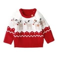 thumbnail image 1 of Odeerbi Infant Boys Girls Christmas Sweater Cute Winter Thermal Knit Crewneck Sweater Long Sleeve Knitted Christmas Sweater Infant Clothes Red, 1 of 5