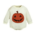 thumbnail image 1 of Odeerbi Infant Boys Girls Clothes Halloween Pumpkin Print Rompers Jumpsuits Infants Winter Long Sleeve Round Neck Pumpkin Pattern Onesie Baby Climbing Clothes Bodysuit Beige, 1 of 1