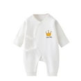 thumbnail image 1 of Odeerbi Infant Boys Girls Clothes Soft Cotton Rompers Spring Fall Cartoon Print Jumpsuits Baby Long Sleeve Printed Solid Color Onesie Round Neck Bodysuit White, 1 of 3