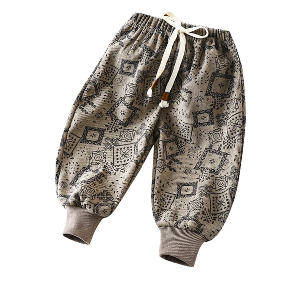 Odeerbi Infant Boys Girls Corduroy Jogger Pants Workout Pants Children's Sports Sweatpants Long Lantern Pants Outerwear Casual Loose Athletic Pants Infant Clothes Gray