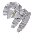 thumbnail image 1 of Odeerbi Infant Boys Girls Cotton Pajama Sets Cute Cartoon Print Pajamas Long Johns Fall Winter Thermal Underwear Set Long Sleeve Tops Printed Long Pants Sets Infant Clothes Gray, 1 of 3