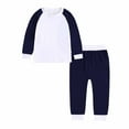 thumbnail image 1 of Odeerbi Infant Boys Girls Cotton Pajamas Set Kids Raglan Sleeve jammies Fall Winter Round Neck 2024 Long Sleeve Top Long Pants Home Nightshirt Set Navy 3-6 Months, 1 of 9