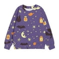 thumbnail image 1 of Odeerbi Infant Boys Girls Crewneck Sweatshirts Halloween Pullover Sweatshirts 1-12 Years Children's Round Neck Long Sleeve Halloween Printed Sweatshirt Dark Purple, 1 of 5
