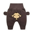 thumbnail image 1 of Odeerbi Infant Boys Girls Cute Drop Crotch Pants High Waisted Cartoon Print Long Pants Baby Infant Bloomers Diaper Cover Pants Trousers Infant Clothes Coffee, 1 of 2