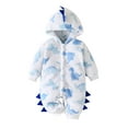 thumbnail image 1 of Odeerbi Infant Boys Girls Dinosaur Fleece Romper Jumpsuit Baby Clothes Baby Spring New Long Sleeve Hooded Bodysuits Blue, 1 of 7