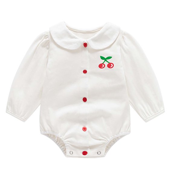 Odeerbi Infant Boys Girls Fall Winter Long Sleeve Romper Jumpsuit Cotton Baby Clothes Spring Fall Bodysuit Button-open Button Baby Onesie Triangular Pajamas White