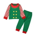 thumbnail image 1 of Odeerbi Infant Boys Girls Fall Winter Outfits Christmas Striped Sweatsuits Cotton Tracksuit Kids Fashion Cute Long Sleeve Sweatshirt Sweatpants Suit Infant Clothes Green, 1 of 8