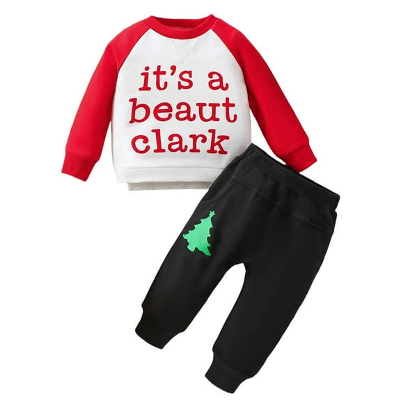 Odeerbi Infant Boys Girls Fall Winter Outfits Christmas Sweatsuits Cute Tracksuit Children's Long Sleeve Sports Sweatshirt Sweatpants Suit Infant Clothes White