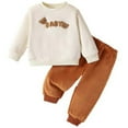 thumbnail image 1 of Odeerbi Infant Boys Girls Fall Winter Outfits Fleece Velvet Sweatsuits Thermal Sweatshirt Sweatpants Set Children's Bear Head Plush Warm Outerwear Suit Infant Clothes Beige, 1 of 7