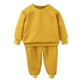 thumbnail image 1 of Odeerbi Infant Boys Girls Fall Winter Outfits Solid Color Sweatsuits Cute Tracksuit Children's Casual Sweatshirt Sweatpants Two Piece Set Infant Clothes Yellow, 1 of 1