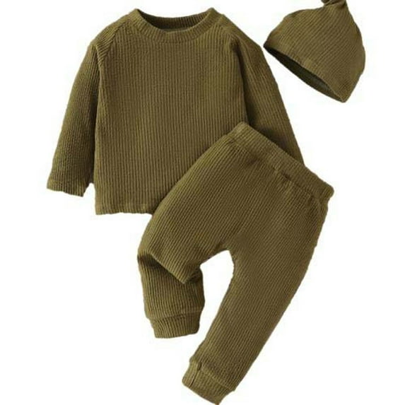 Odeerbi Infant Boys Girls Fall Winter Outfits Solid Color Sweatsuits Cute Tracksuit Children's Cotton Solid Color Warm Sweatshirt Sweatpants Suit Infant Clothes Green