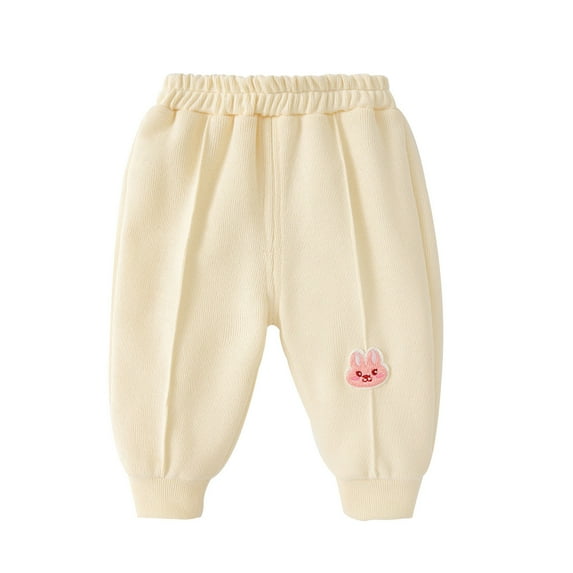 Odeerbi Infant Boys Girls Fleece Bloomers Pants Cotton Bloomers Diaper Cover Children's Winter Thermal Plush Jogger Pants Solid Color Print Warm Buttocks Pants Full Length Pants Beige