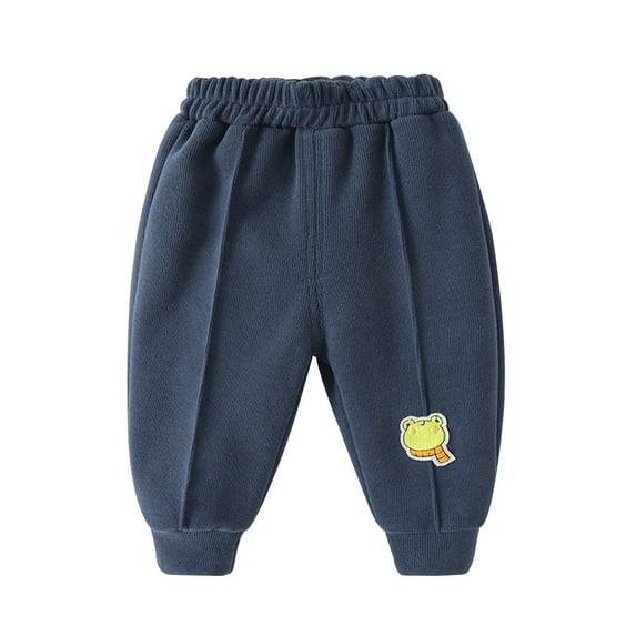Odeerbi Infant Boys Girls Fleece Bloomers Pants Cotton Bloomers Diaper Cover Children's Winter Thermal Plush Jogger Pants Solid Color Print Warm Buttocks Pants Full Length Pants Dark Blue