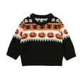 thumbnail image 1 of Odeerbi Infant Boys Girls Halloween Sweater Cute Winter Thermal Knit Crewneck Sweater Halloween Pumpkin Baby Cute Knitted Sweater Tops Infant Clothes Black, 1 of 9