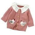thumbnail image 1 of Odeerbi Infant Boys Girls Knit Cardigan Sweater Fall Winter Thermal Sweater Baby Lapel Cute Chicken Embroidered Knitted Sweater Cardigan Baby Versatile Tops Infant Clothes Pink, 1 of 6