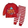 thumbnail image 1 of Odeerbi Infant Boys Girls Long Johns Christmas Thermal Underwear Set Cotton Base Layer Set Winter Christmas Cartoon Print Pajamas Casual Long Sleeve Pajama Top Pants Set Red, 1 of 3