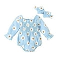 thumbnail image 1 of Odeerbi Infant Boys Girls Long Sleeve Cotton Romper Floral Jumpsuit Newborn Flower Print Baby Bodysuit Onesie Crawling Dress Infant Clothes Sky Blue, 1 of 5