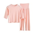 thumbnail image 1 of Odeerbi Infant Boys Girls Modal Pajamas 2 Piece Sleepwear Kids Fashion Cute Solid Color Soft Half Sleeve Top High Waisted Pants Home Wear Suit Loungewear PJs Set Pink, 1 of 1