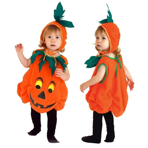 Odeerbi Infant Boys Girls Outfits Baby Layette Set Halloween Pumpkin Print Romper Jumpsuit Baby Cute Solid Color Pumpkin Role Play Hat Onesie Bodysuit Set Orange